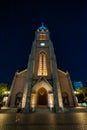 The night view of Myeongdong Cathedral church in Seoul City, South Korea