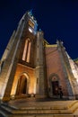 The night view of Myeongdong Cathedral church in Seoul City, South Korea