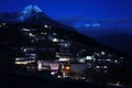 Night view of Namche Bazaar village and Thamserku mountain