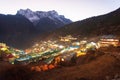 Night view of Namche Bazar village, Nepal himalayas Royalty Free Stock Photo