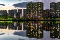 Night view of Nanxi Wetland Park in Changchun Royalty Free Stock Photo