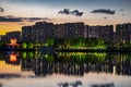 Night view of Nanxi Wetland Park in Changchun Royalty Free Stock Photo