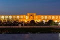 Night view of Naqsh-e Jahan Square  or Imam squre and northern side with Qeysarie Gate opens into the Isfahan Grand Bazaar in Royalty Free Stock Photo