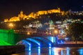 Night view on the Narikala fortress in Tbilisi Royalty Free Stock Photo