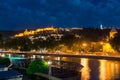 Night view on the Narikala fortress in Tbilisi Royalty Free Stock Photo