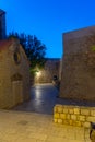 Night view of a narrow street in the historical center of Dubrovnik, Croatia Royalty Free Stock Photo