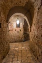 Night view of a narrow street in the historical center of Dubrovnik, Croatia Royalty Free Stock Photo