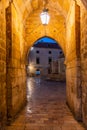 Night view of a narrow street in the historical center of Dubrovnik, Croatia Royalty Free Stock Photo