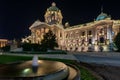 Night view of the National Assembly of the Republic of Serbia in Belgrade