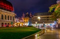 Night view of the national opera and town hall in Lyon, France Royalty Free Stock Photo