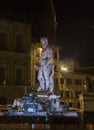 Night view of Neptune fountain in Florence Royalty Free Stock Photo