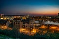 Night view of new buildings in Belgrade, where new and old are connected,view from kalemegdan fortress Royalty Free Stock Photo