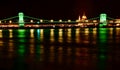 night view of the newly renovated chain bridge over the Danube river in Budapest. Royalty Free Stock Photo