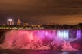 Night view of Niagara falls with long time expose Royalty Free Stock Photo