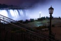 Night view of Niagara Falls from the lookout on the Canadian side Royalty Free Stock Photo