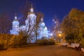 Night view of Nikolsky garden and St. Nicholas Naval Cathedral Royalty Free Stock Photo