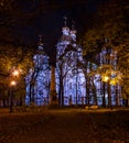 Night view of Nikolsky garden and St. Nicholas Naval Cathedral Royalty Free Stock Photo