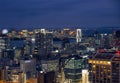 The night view of northern Tokyo Bay with the Rainbow Bridge. Minato city. Tokyo. Japan Royalty Free Stock Photo