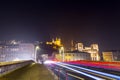 Night view of the Notre Dame de Fourviere Basilica in Lyon, France Royalty Free Stock Photo