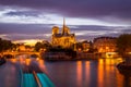 Night view of Notre Dame de Paris Royalty Free Stock Photo