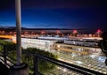 Night view of Nuremberg Airport terminals as seen from parking lot P1