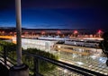 Night view of Nuremberg Airport terminals as seen from parking lot P1