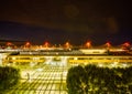 Night view of Nuremberg Airport terminals as seen from parking lot P1