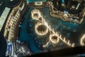 Night view from the observation deck of the tallest building in the world - Burj Khalifa to the famous Dubai fountains in the Royalty Free Stock Photo