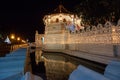 Night view of the octagonal pavilion in Temple of the Sacred Tooth Relic, Sri Lanka. Royalty Free Stock Photo