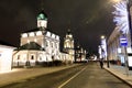 Night view of old Cathedral Church Maksima Blazennogo, Moscow, Russia