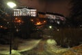 Night view on old city town park street in Tallinn, Estonia Royalty Free Stock Photo