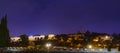 Night view of old city walls, and Dormition Abbey, Jerusalem Royalty Free Stock Photo