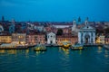 Night view of old houses on Grand Canal in Venice, Italy Royalty Free Stock Photo