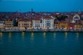 Night view of old houses on Grand Canal in Venice, Italy Royalty Free Stock Photo