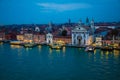 Night view of old houses on Grand Canal in Venice, Italy Royalty Free Stock Photo