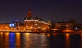 night view of Old Riga across the Daugava river 1 Royalty Free Stock Photo