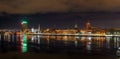 night view of Old Riga across the Daugava river Royalty Free Stock Photo