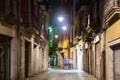 Night view of old street of european city Royalty Free Stock Photo
