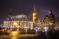 Night view of the Old Town architecture with Elbe river embankment in Dresden, Saxony, Germany Royalty Free Stock Photo