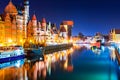 Night view of the Old Town of Gdansk, Poland Royalty Free Stock Photo