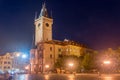 Night view of Old Town Square with Prague Astronomical Clock and City Hall Royalty Free Stock Photo