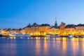 Night view of Old Town in Stockholm city, Sweden Royalty Free Stock Photo