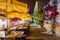 Night view of an open air restaurant in Obidos village, Portug