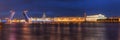 Night view on open Palace Bridge and Neva River Royalty Free Stock Photo