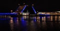 Night view of Opening Palace bridge in St. Petersburg, Russia Royalty Free Stock Photo