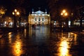 Night view of the opera theater in Lviv Royalty Free Stock Photo