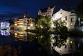 Night view on the Opole city, and Odra river Royalty Free Stock Photo