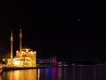 Night view of the Ortakoy Mosque, Istanbul, Turkey Royalty Free Stock Photo