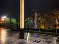 Night view outside five star hotel in Delhi India, Green trees with light view during night Royalty Free Stock Photo