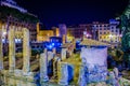 night view over antique ruins situated in the center of rome....IMAGE Royalty Free Stock Photo